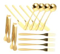 HAKIDZEL 1 juego Cuchillo Cucharón y Tenedor para Postres Color Dorado para Servir y Cortar