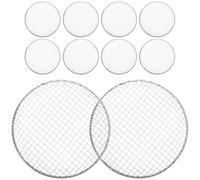 HAKIDZEL 10 Piezas Rejilla Metálica Redonda para Barbacoa de Camping Ligera y Portátil de Alambre Galvanizado Plata para Cocinar en Horno y Fogata