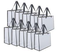 HAKIDZEL 10 Unidades Bolsa de Papel Blanco con Asas Reforzadas para Compras y Regalos, Resistente y Fácil de Llevar con Pliegues Precisos en Esquinas para Evitar Colapsos