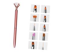 HAKIDZEL 11 piezas Pinceles para Decoración de Uñas Pincel Fino para Nail Art con Pluma y Recambios Diseño Ergonómico y Acabado Rosa Dorado para Dibujo y Detalles Manicura Profesional y