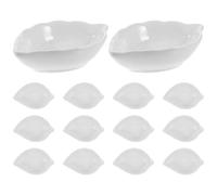 HAKIDZEL 14 Piezas Plato de Salsas de Cerámica Forma de Hoja Blanco para Holding Condimentos y Dip, Adecuado para Mesa de Comedor en Casa