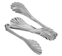 HAKIDZEL 2 Pinzas para Servir Ensalada de Acero Inoxidable Plata, Diseño Elegante en Forma de Concha, Uso Versátil para Cocinas y Restaurantes, Paquete de 2 Unidades