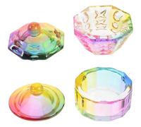 HAKIDZEL 2 Tazas de Limpieza de Bolígrafos para Manicura con Tapa, de Vidrio con Forma Octogonal y Doce Lados, Ideales para Salones y Escuelas de Uñas