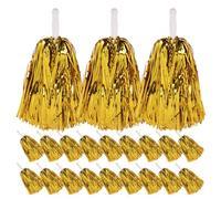 HAKIDZEL 24 Pompones de Animadora Dorados con Asa, Diseño Ligero y Cómodo, Accesorios Eventos Deportivos y Animación en Partidos de Fútbol