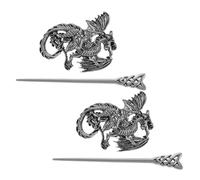 HAKIDZEL 2piezas Dragon Hairpin Vintage Metal Hair Sticks for Buns Nordic Style Hair Forks Traditional Chinese Hairpins for Women and Men