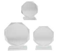HAKIDZEL 3 Piezas Trofeo de Cristal Octagonal Diseño Impresionante, Estabilidad Excepcional y Fácil Exhibición para Ceremonia y Recuerdos Deportivos