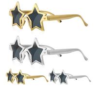 HAKIDZEL 4 Gafas Divertidas Forma de Estrella para Fiesta y Evento, Resistentes de Pvc para Mujeres y Niños, Accesorios Únicos para Fotos
