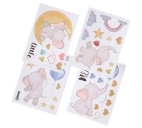 HAKIDZEL 4 piezas Pegatinas Adhesivas Decorativas de Pared Elefante y Globo para Habitación Infantil Niña Fácil de Pegar y Resistentes al Agua