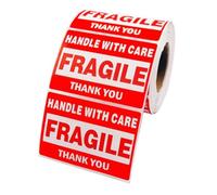 HAKIDZEL 500 Pegatinas Adhesivas Frágiles Rojas en Rollo de Papel Autoadhesivo Fácil de Manejar para Embalaje y Transporte Seguro