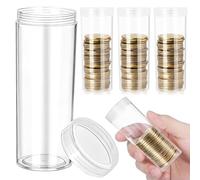 HAKIDZEL 6 Tubos de Almacenamiento de Monedas de Plástico Transparente Tapa Sellada, Diseño Ligero y Redondo para Coleccionables en Actividades al Aire Libre y Viajes