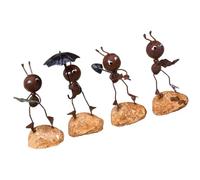 HAKIDZEL Adorno de Hormiga Decorativa de Hierro y Cerámica 4 Piezas para Decoración del Hogar y Oficina Diseño Único y Divertido para Escritorio Varios Estilos