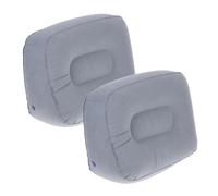 HAKIDZEL Almohada para Reposapiés Inflable 37x28 Cm De PVC Flocado Gris, Cojín Cómodo y Hipoalergénico, Fácil De Inflar para Viaje, Oficina y Descanso Aviones o Trenes