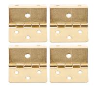 HAKIDZEL Bisagras para Puertas de Armario Vintage de Metal Amarillo, Triple Pliegue 6 Orificios, Bisagras de Esquina para Muebles, Cofres y Joyeros, Juego de 4 Piezas para Bricolaje