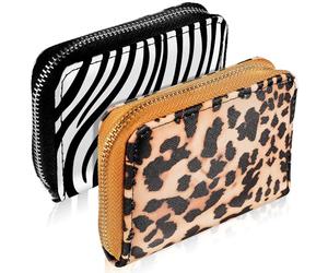 HAKIDZEL Bolsa para Tarjetas y Monedero Pequeño Cremallera, Cartera Multifuncional de Mujer Estampado de Leopardo y Cebra, Adecuado para Uso Diario Obsequio para Tías y Abuelas