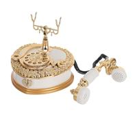 HAKIDZEL Caja de Almacenamiento Versátil de Abs Blanco Diseño de Teléfono Musical Retro para Tocador y Estantería Decorativa Función de Reproducción de Música