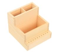 HAKIDZEL Caja Organizadora de Madera Estructura Doble Capa para Almacenamiento de Herramientas de Manicura y Soporte para Pinceles, Diseño Simple y Estilo Minimalista