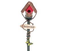 HAKIDZEL Casa para Pájaros Decorativa Adorno de Jardín para Exterior Estaca de Madera y Ratán Diseño Varios Estilos Color Aleatorio Adecuado para Césped y Fiestas al Aire Libre