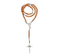 HAKIDZEL Collar de Rosario Religioso de Madera con Cruz Clásica para Oración y Meditación Diaria, Elegante Joyería con Energía Positiva y Decoración