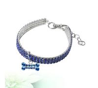HAKIDZEL Collar Elástico con Colgante en Forma de Hueso para Mascotas con Gemas de Imitación, Diseño Creativo en Metal Azul para Perros y Gatos en Fiestas