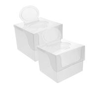 HAKIDZEL Contenedor de Toallitas Desechables para Bebés Diseño Cuadrado Transparente, Tapa Abatible Fina y Extracción Fácil, 2 Piezas de Plástico para Uso en Hogar y Oficina