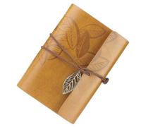 HAKIDZEL Cuaderno de Notas Vintage Hojas Sueltas y Tapa de Cuero Pu, Diseño de Hojas, Tamaño S, Adecuado para Diario de Viaje y Registrar Recuerdos