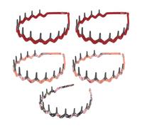 HAKIDZEL Diademas Peine de Dientes de Tiburón, 5 Piezas Coloridas y Onduladas, Banda Cabello de Plástico Estampado de Leopardo, Accesorio Unisex para Color Aleatorio Estilo Aleatorio