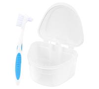 HAKIDZEL Estuche Para Dentaduras Postizas Con Soporte De Encías y Cepillo De Limpieza Para Personas Mayores Para Contenedor Protesis Dental