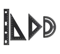 HAKIDZEL Juego de Reglas de Metal Portátil Escuadra, Cartabón y Transportador, Aleación Resistente para Uso Escolar y Oficina, Color Negro