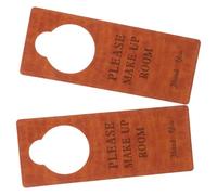 HAKIDZEL Letrero Doble Cara No Molestar por Favor Limpie para Puerta de Hotel, 2 Piezas de Cuero Pu Marrón, Colgador Práctico para Pomo, Señal de Privacidad para Habitaciones