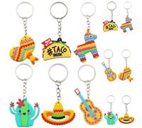 HAKIDZEL Llaveros de Fiesta Mexicana 24 Piezas, Colgantes Decorativos de Pvc y Aleación, 6 Diseños de Dibujos Animados, Regalos para Halloween, Cumpleaños y Decoraciones Temáticas