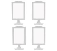 HAKIDZEL Marco de Fotos de Escritorio de Plástico Blanco 4 Piezas, Diseño Simple de Doble Cara para Exhibición en Mesa y Protección de Fotos