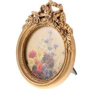 HAKIDZEL Marco de Fotos Vintage de Resina Pequeña 9.5x10.5 Cm Diseño Europeo y Lazo Decorativo, Marco Dorado para Decoración del Hogar y Exhibición de Fotos, Adorno Color Aleatorio