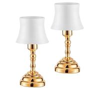 HAKIDZEL Mini Lámparas de Mesa en Miniatura para Decoración de Casas Pequeñas, 2 Piezas, Luz LED de Color Claro y Material de Plástico y Aleación de Aluminio para Juegos y Escenas DIY