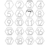 HAKIDZEL Números de Mesa Hexagonales Diseño Práctico y Elegante para de Acrílico Set de 20 Piezas Reutilizables, Fáciles de Limpiar para Bodas y