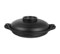 HAKIDZEL Olla de Barro de Cerámica, Cacerola Antiadherente Negra, Pared Gruesa, Apta para Fuego Directo, para Arroz Pollo Estofado en Casa