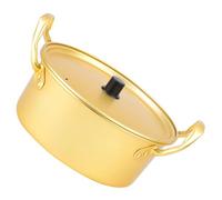 HAKIDZEL Olla de Cocina Dorada de Aluminio de 2200ml Doble Asa para Cocinar Sopa y Vapor Cocina, Pequeña Olla Adecuado para Fideos Ramen y Leche
