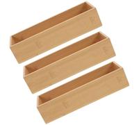 HAKIDZEL Organizador de Cajones de Bambú sin Tapa, Set de 3 Unidades Gran Capacidad, Diseño Multifuncional y Acceso Rápido para Dormitorio y Hogar