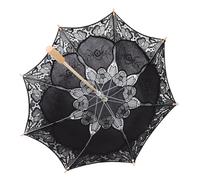 HAKIDZEL Paraguas Decorativo de Encaje Ribete para Baile y Fiesta del Té Accesorio Fotográfico Vintage en Color Negro Tamaño Grande