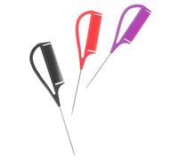HAKIDZEL Peines Metálicos para Cardar y Peinar 3 Unidades en Morado, Negro y Rojo Mango Ergonómico, Aptos para Técnicas de Trenzado y Mechas en Salones de Belleza