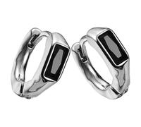HAKIDZEL Pendientes de hombre pequeños de aleación negra, diseño hip hop con clip, 1 par, estilo único para uso diario y moda urbana