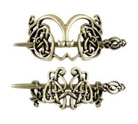 HAKIDZEL Pinzas del Pelo Creativas Estilo Vikingo y Celta, Set de 2 en Metal Bronce, Accesorio para Mujer y Niña para Complementar Peinados en Celebraciones