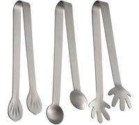 HAKIDZEL Pinzas para Hielo y Azúcar de Acero Inoxidable 3 Piezas, Diseño Ergonómico y Portátil, Ideales para Camping y Fiestas, Ligeras y Resistentes
