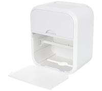 HAKIDZEL Porta Pañuelos para Almacenamiento de Papel Higiénico de Plástico Blanco sin Perforaciones Tapa Adecuado para Baño y Dormitorio