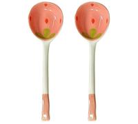 HAKIDZEL Resistentes al Óxido y Fáciles de Limpiar de Cerámica Rosa 2 Cucharas para Café y Postre Ideales para Fiestas y Té Tarde