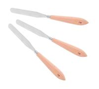 HAKIDZEL Set de 3 espátulas para Pintura al óleo y técnicas artísticas, Cuchillos con Mango de Madera y Hoja de Acero Inoxidable, para Uso en Mezcla de Colores y aplicación Suave