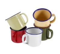HAKIDZEL Set de 5 Tazas de Esmalte para Café y Sopa 100 Ml Estilo Retro para Camping y Eventos Sociales al Aire Libre