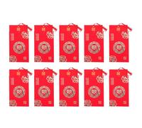 HAKIDZEL Tarjetas de Invitación para Boda Estilo Chino Rojo Cordón de Nylon 10 Piezas, Papel Resistente al Desgaste y Escritura para Fiestas y Bodas