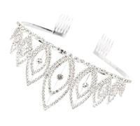 HAKIDZEL Tiara Peine para Novia, Adorno de Gemas Imitación en Plata, Tocado Artesanal para Celebraciones, Fotografía y Fiestas, Accesorio para Mujer