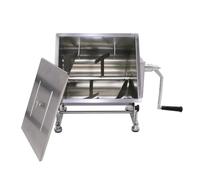 HAKKA - Batidora manual de carne de 30 L, máquina mezcladora comercial de carne de salchichas de acero inoxidable con tanque inclinable, manivela, tapa y paletas para carne picada, hamburguesas