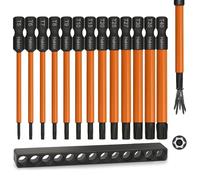Hakkin Juego de 13 puntas Torx largas de 1/4 pulgadas 75 mm de largo, juego de destornilladores magnéticos Torx S2, juego de puntas de acero para destornillador inalámbrico T5 T6 T7 T8 T9 T10 T15 T20